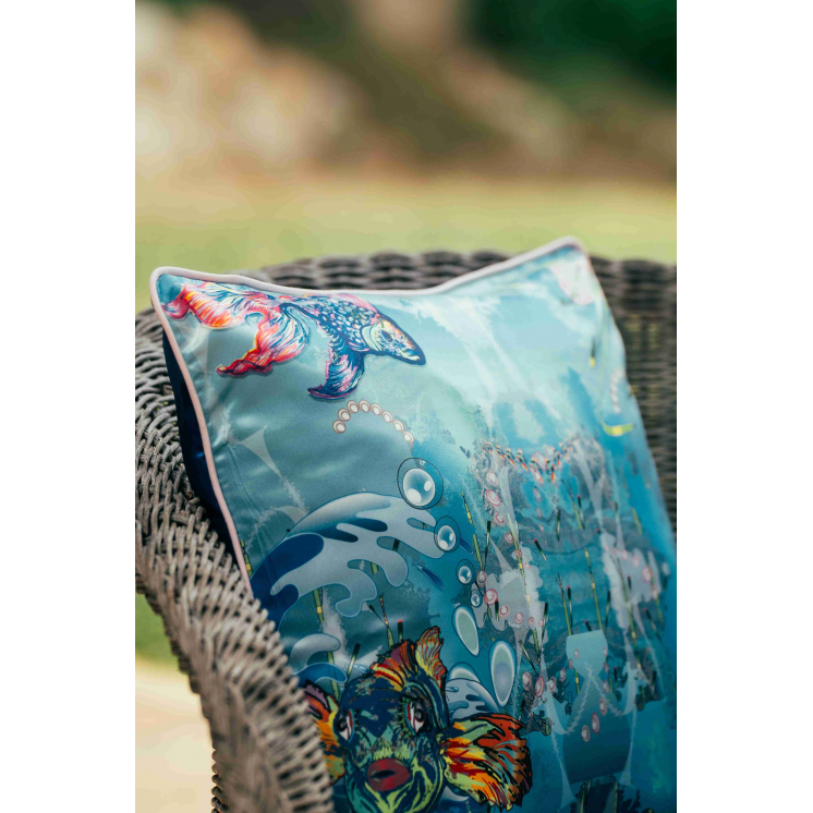 Coussin soie stretch "Poisson"