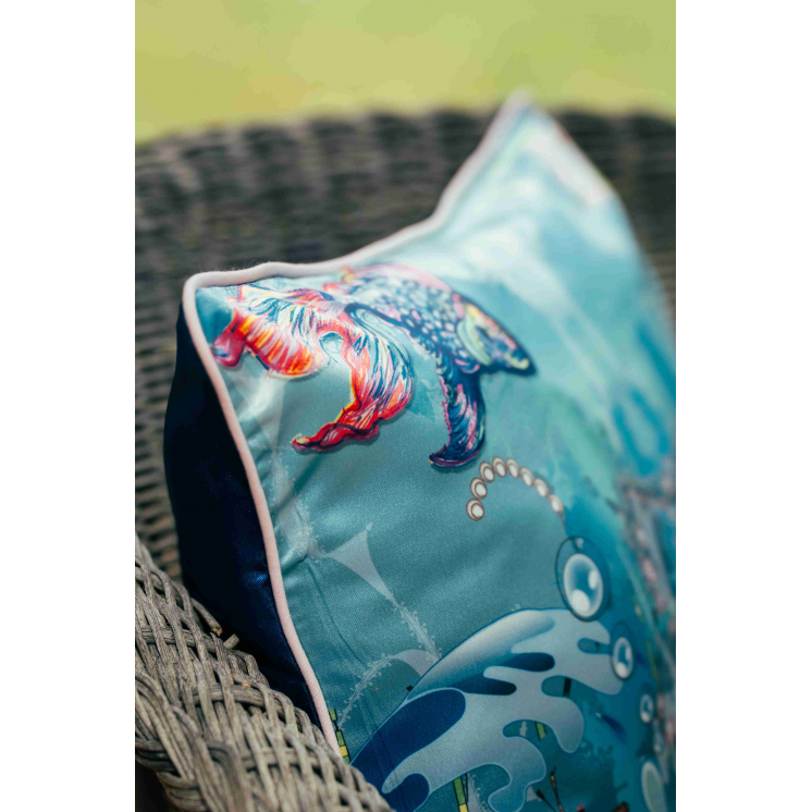 Coussin soie stretch "Poisson"