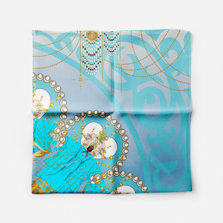 Foulard 100% soie 90x90cm thème “Vierge”