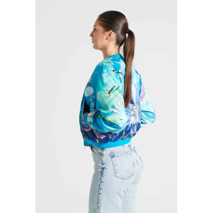 Bomber en satin thème Poisson