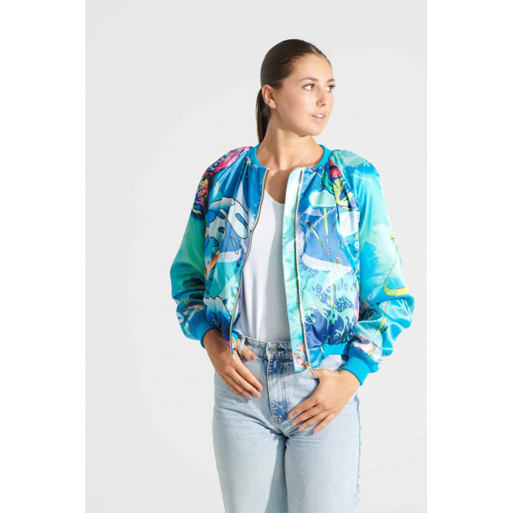 Bomber en satin thème Poisson